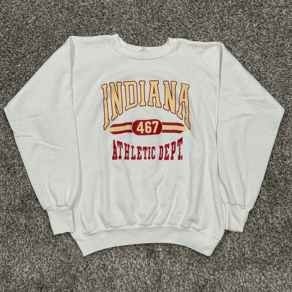 Vintage 70s 80s Indiana Athletic Dept Sweatshirt Healthknit Mens L Raglan USA